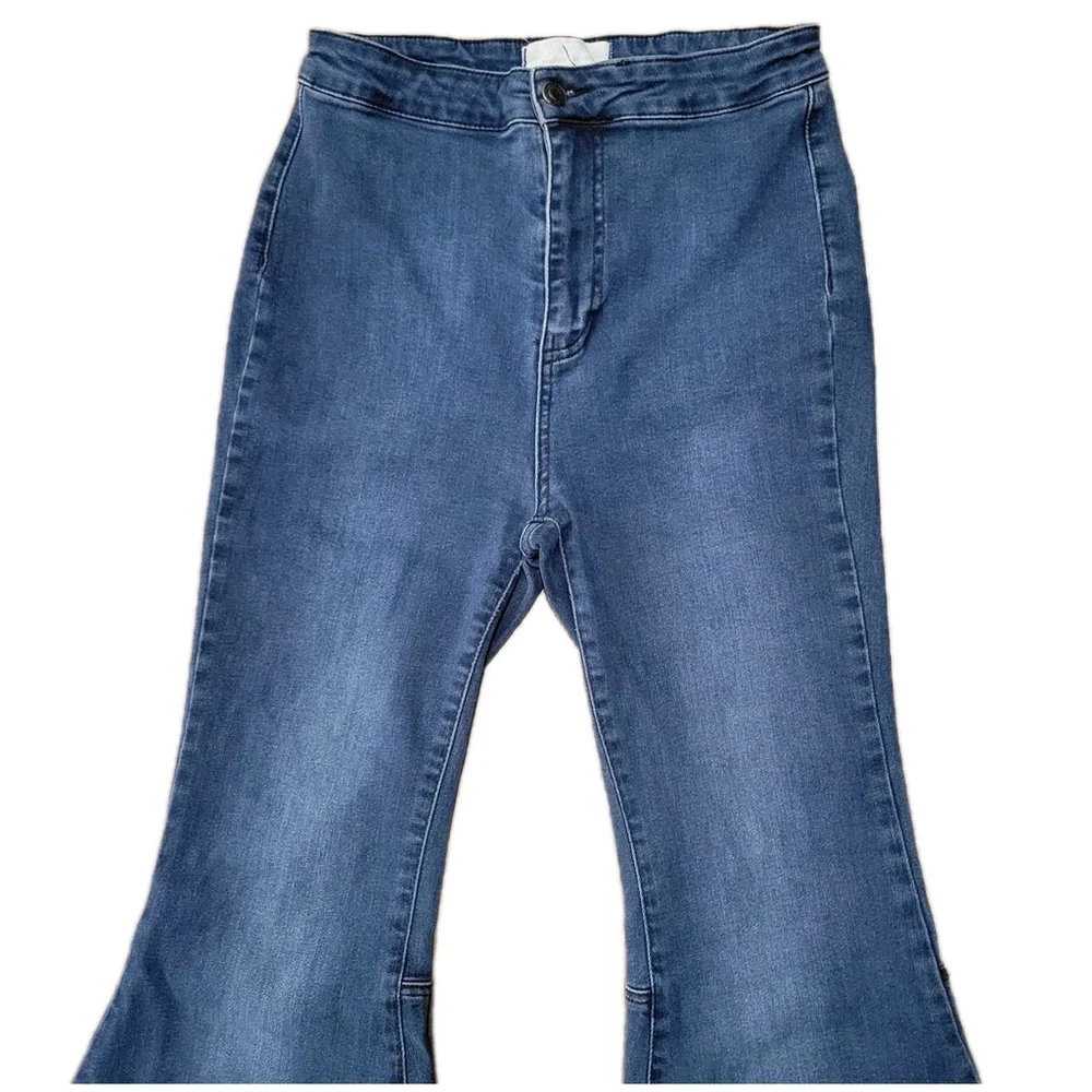 Free People Just Flare Wide-Leg High-Rise Blue Jeans Women's 27 Inseam 30